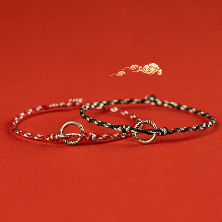 Buddha Stones925スターリングシルバー ピースバックル 幸運のストリングブレスレット