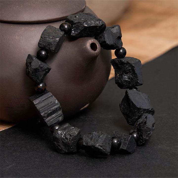 Buddha Stonesブラックトルマリン イレギュラーストーン ポジティブブレスレット