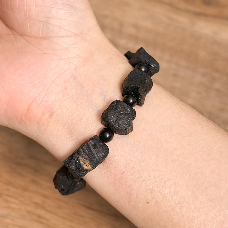 Buddha Stonesブラックトルマリン イレギュラーストーン ポジティブブレスレット