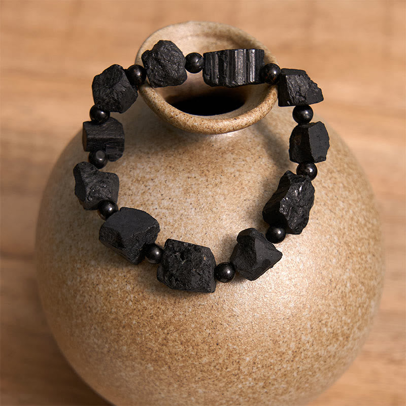 Buddha Stonesブラックトルマリン イレギュラーストーン ポジティブブレスレット