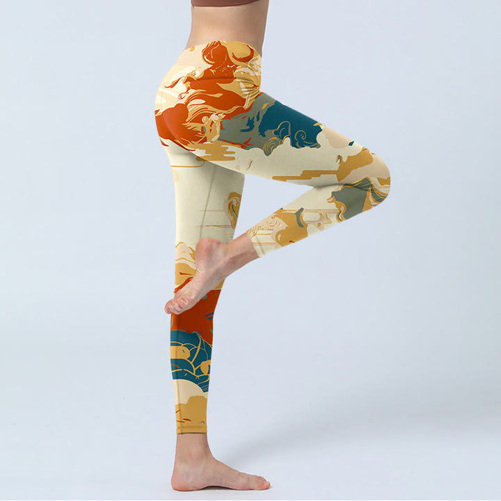 Buddha Stonesとカラフルな雲のプリント フィットネスレギンス レディース ヨガパンツ - image 4