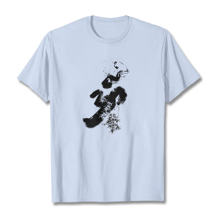 Buddha StonesOM 竹墨 コットンTシャツ - ライトシアン - 2XL - image 11