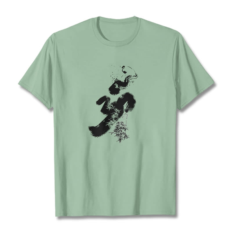 Buddha StonesOM 竹墨 コットンTシャツ - ペールグリーン - 2XL - image 18