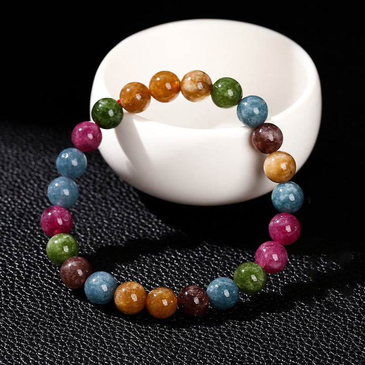 Buddha Stonesマルチカラートルマリン幸運を呼ぶブレスレット - image 2