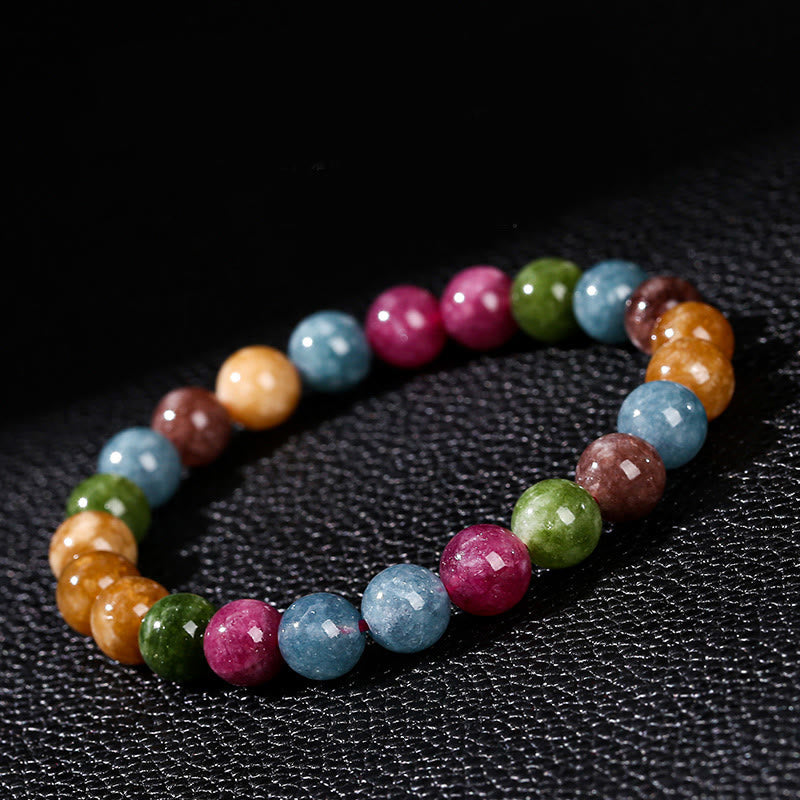 Buddha Stonesマルチカラートルマリン幸運を呼ぶブレスレット - image 1