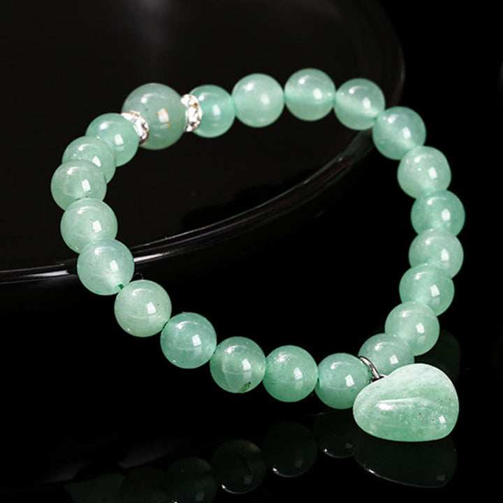 Buddha Stones各種クリスタルグリーンアベンチュリンラブハートバランスブレスレット - image 7