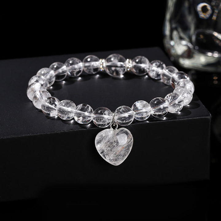 Buddha Stones各種クリスタルグリーンアベンチュリンラブハートバランスブレスレット - ホワイトクリスタル（手首周り：14～16cm） - 10mm - image 16