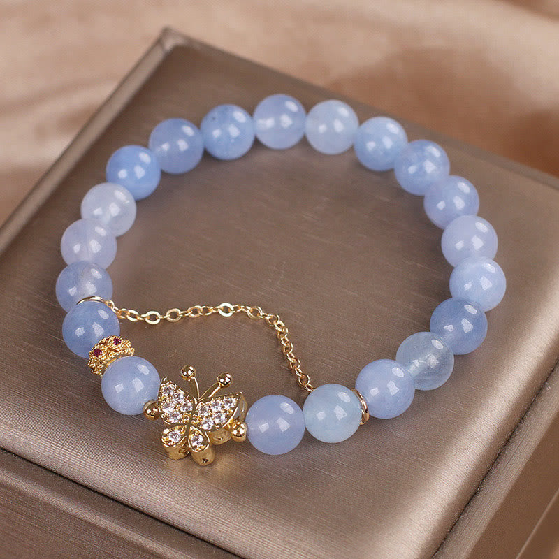 Buddha Stonesアクアマリン バタフライ セレニティ ブレスレット