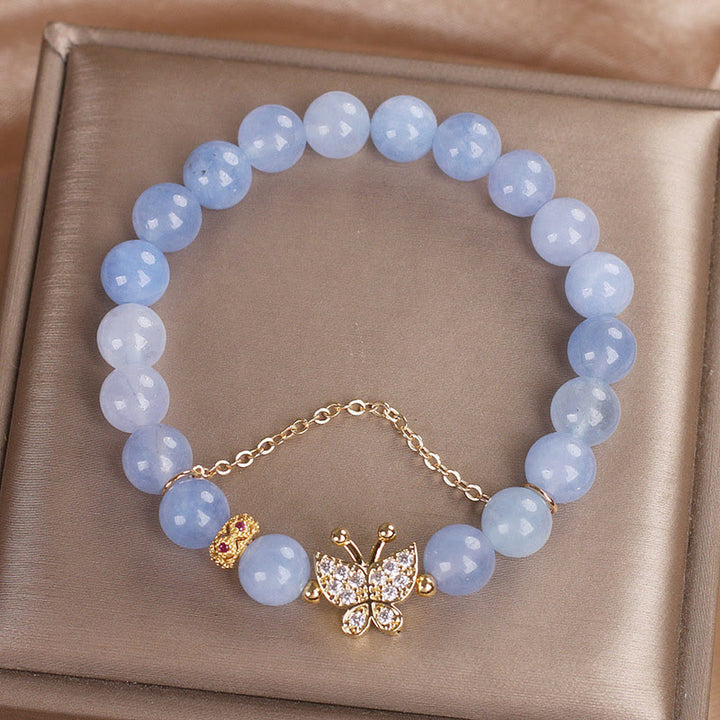 Buddha Stonesアクアマリン バタフライ セレニティ ブレスレット
