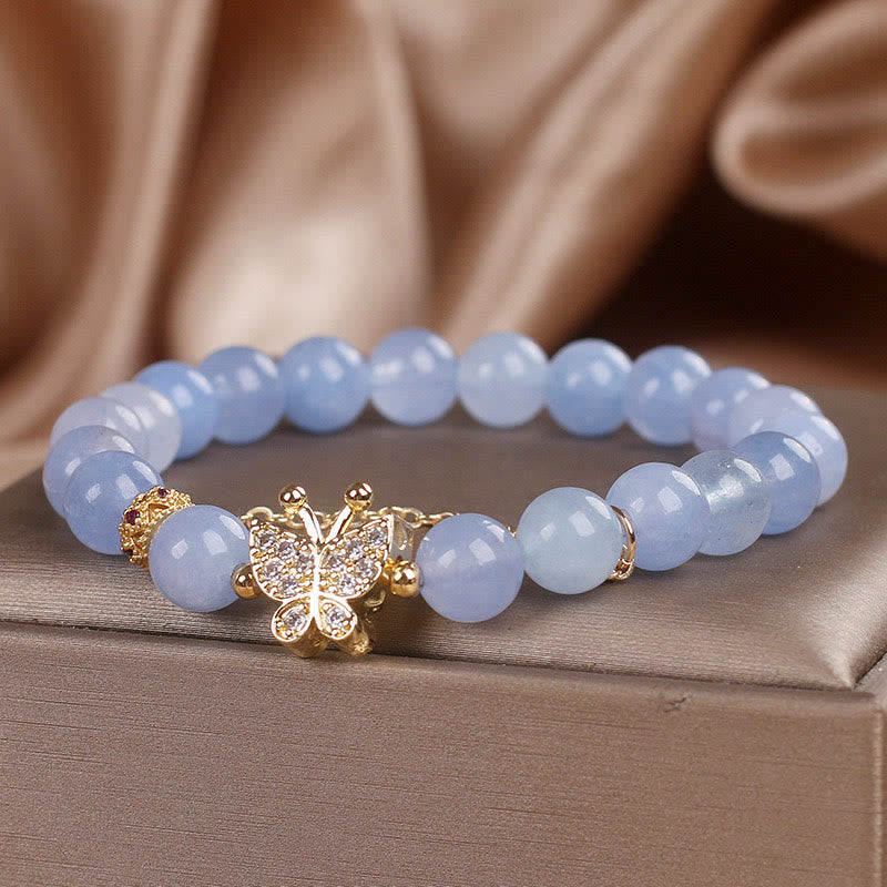 Buddha Stonesアクアマリン バタフライ セレニティ ブレスレット