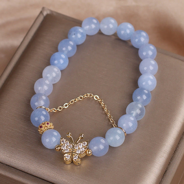 Buddha Stonesアクアマリン バタフライ セレニティ ブレスレット