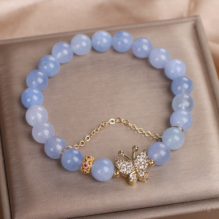 Buddha Stonesアクアマリン バタフライ セレニティ ブレスレット