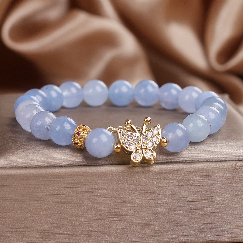 Buddha Stonesアクアマリン バタフライ セレニティ ブレスレット