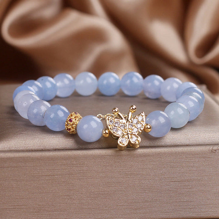 Buddha Stonesアクアマリン バタフライ セレニティ ブレスレット