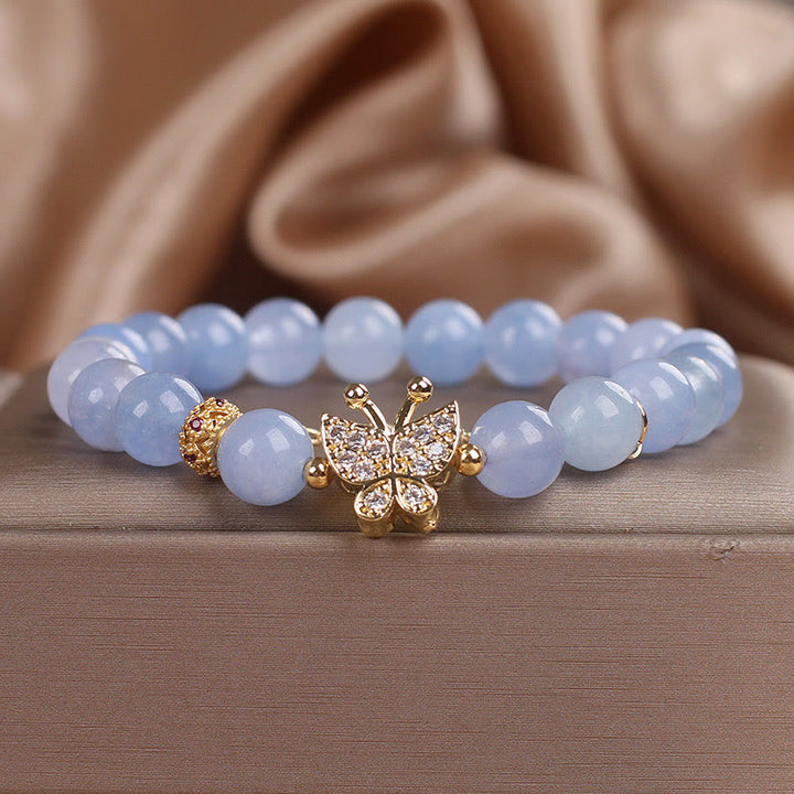Buddha Stonesアクアマリン バタフライ セレニティ ブレスレット