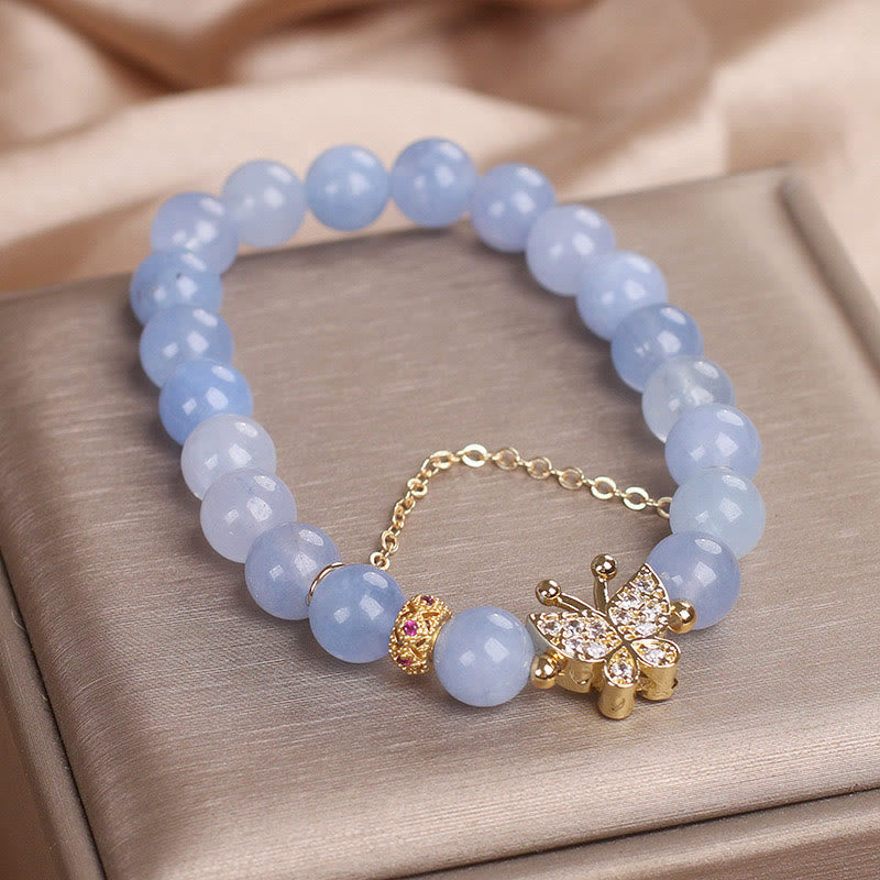 Buddha Stonesアクアマリン バタフライ セレニティ ブレスレット