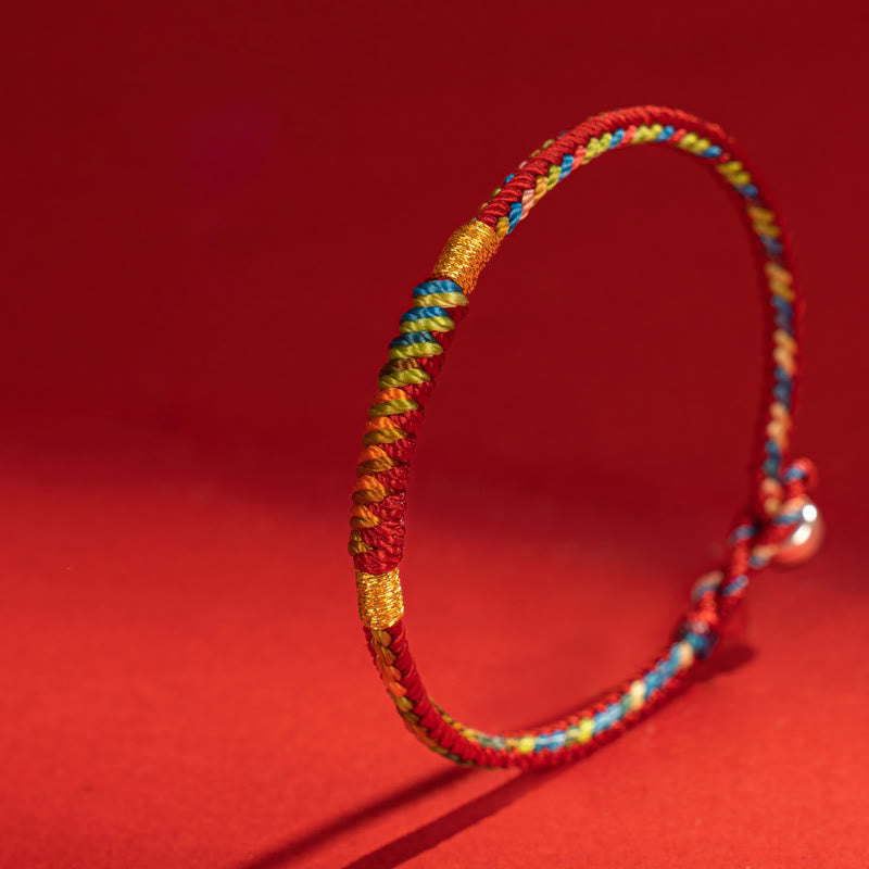 Buddha Stonesマルチカラー レッドストリング 合金 925 スターリングシルバー バックル 保護ブレスレット