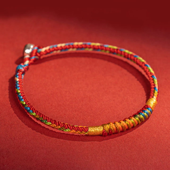 Buddha Stonesマルチカラー レッドストリング 合金 925 スターリングシルバー バックル 保護ブレスレット