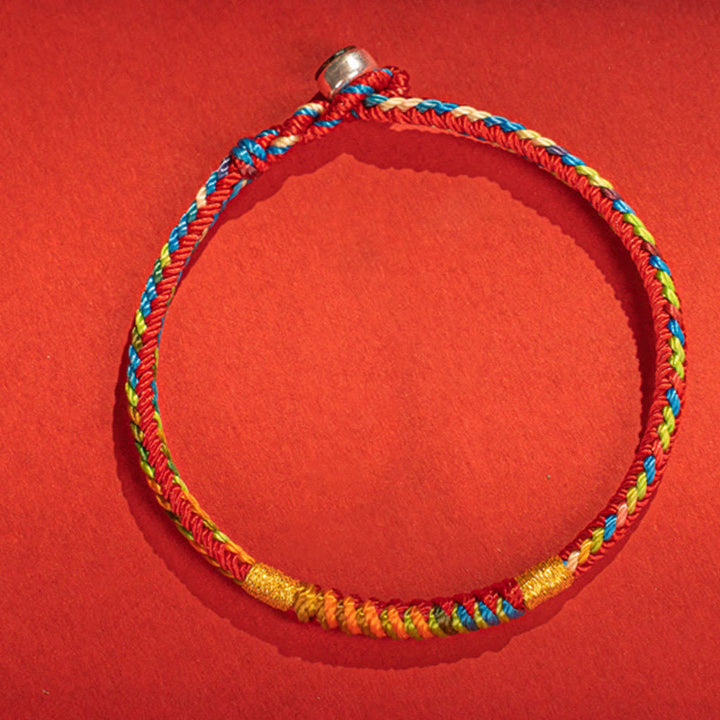 Buddha Stonesマルチカラー レッドストリング 合金 925 スターリングシルバー バックル 保護ブレスレット