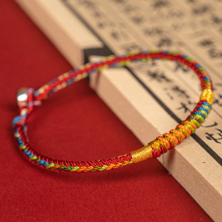 Buddha Stonesマルチカラー レッドストリング 合金 925 スターリングシルバー バックル 保護ブレスレット