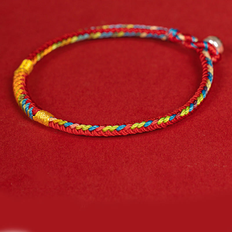 Buddha Stonesマルチカラー レッドストリング 合金 925 スターリングシルバー バックル 保護ブレスレット