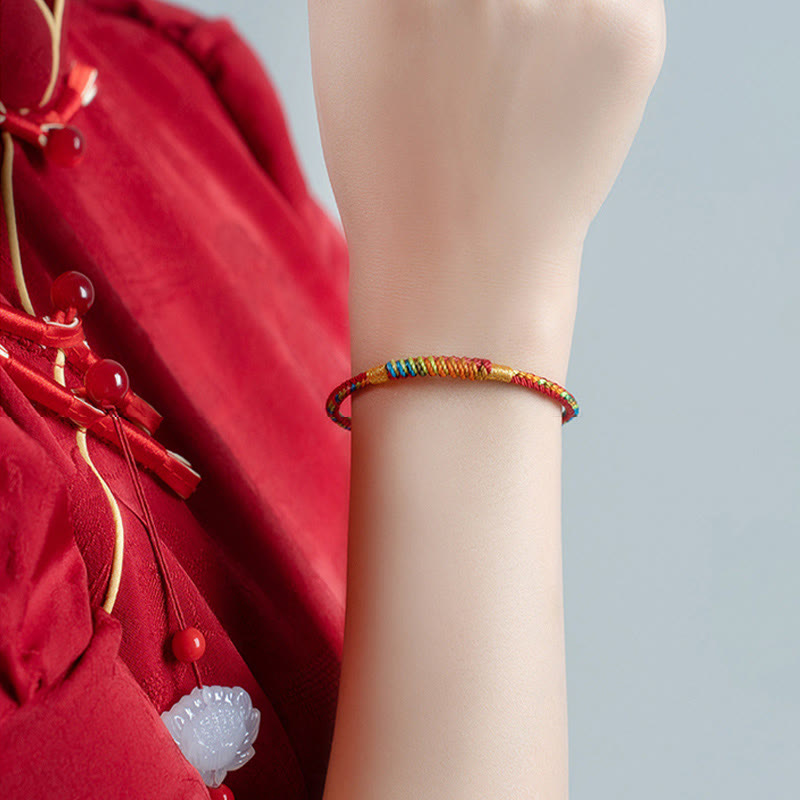 Buddha Stonesマルチカラー赤紐合金 925 スターリングシルバー バックル守護ブレスレット - image 4