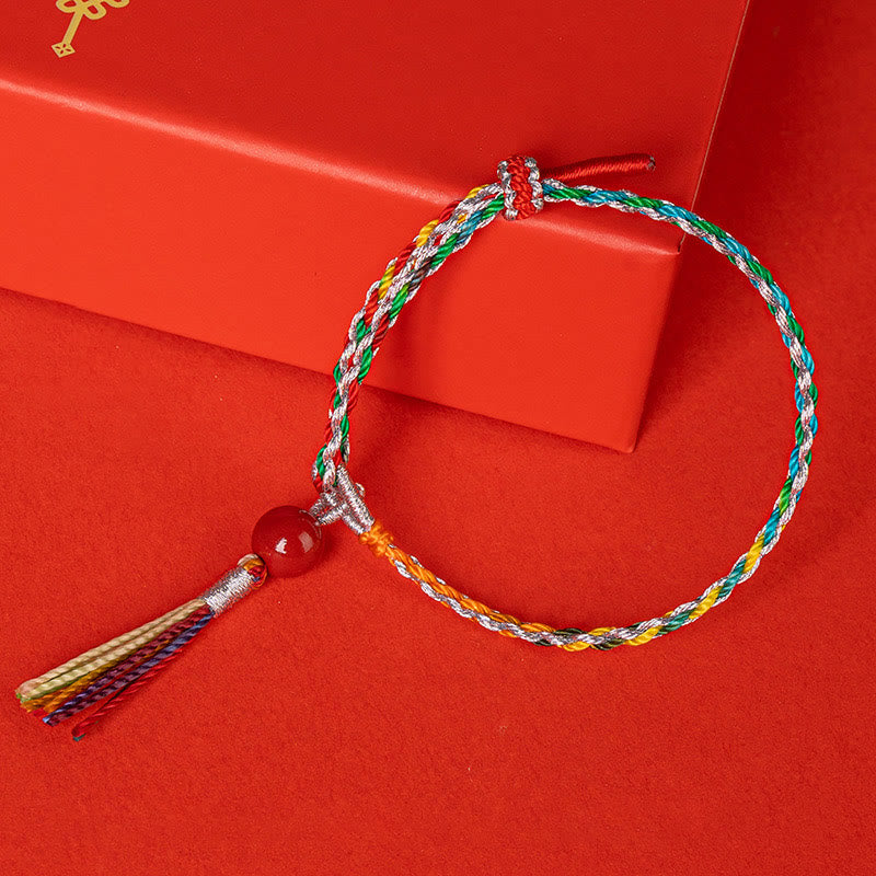 Buddha Stonesカラフルストリング 辰砂 集中ブレスレット