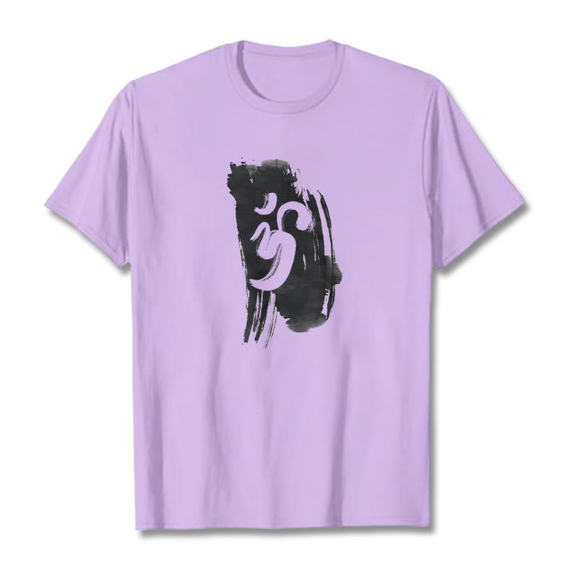 Buddha StonesOM インク背景 コットンTシャツ - 梅 - 2XL - image 14