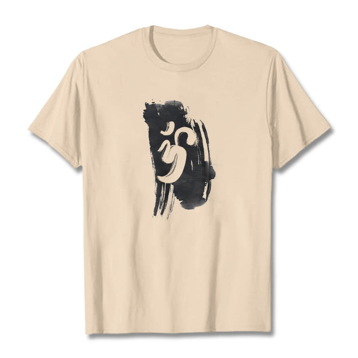 Buddha StonesOM インク背景 コットンTシャツ - ビスク - 2XL - image 12