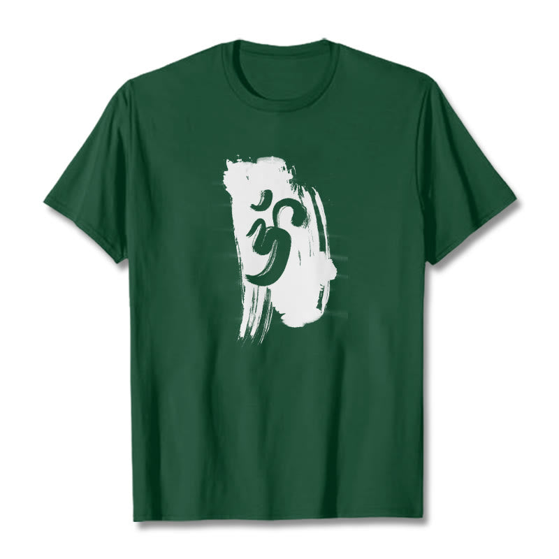 Buddha StonesOM インク背景 コットンTシャツ - フォレストグリーン - 2XL - image 8