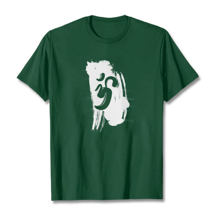 Buddha StonesOM インク背景 コットンTシャツ - フォレストグリーン - 2XL - image 8