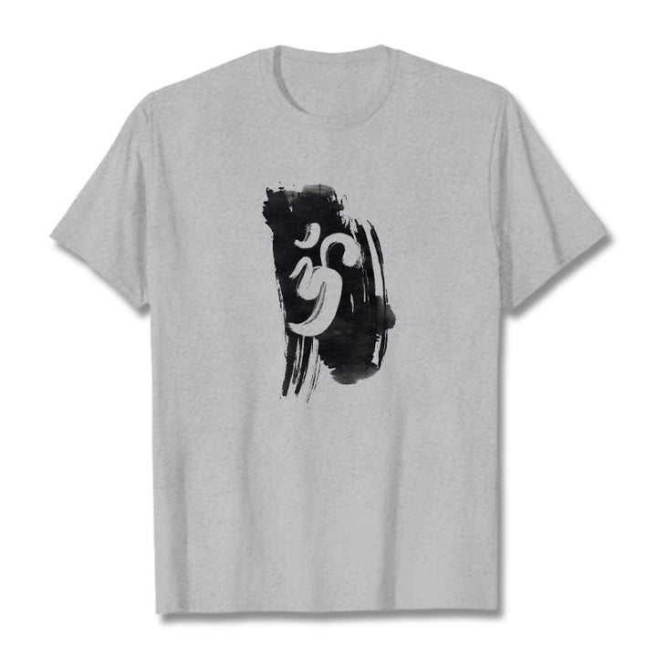 Buddha StonesOM インク背景 コットンTシャツ - ライトグレー - 2XL - image 20