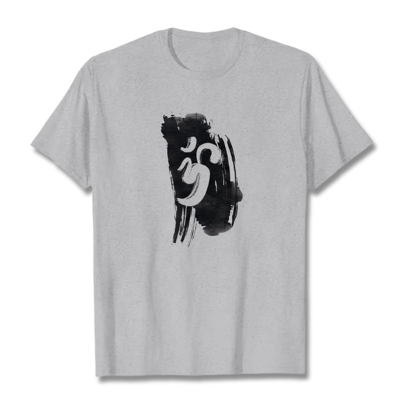 Buddha StonesOM インク背景 コットンTシャツ - ライトグレー - 2XL - image 19