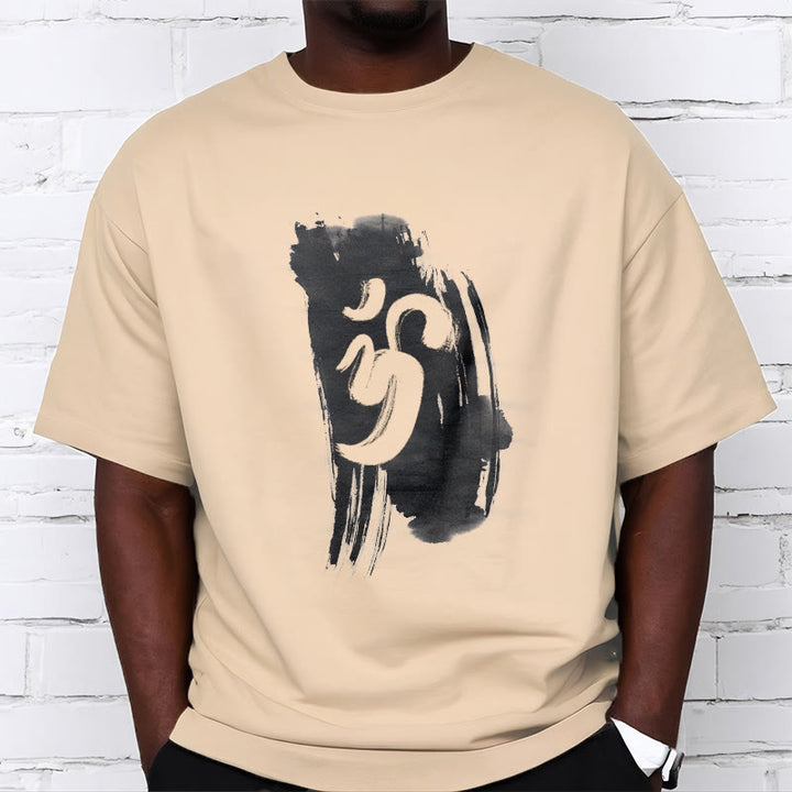 Buddha StonesOM インク背景 コットンTシャツ - image 13