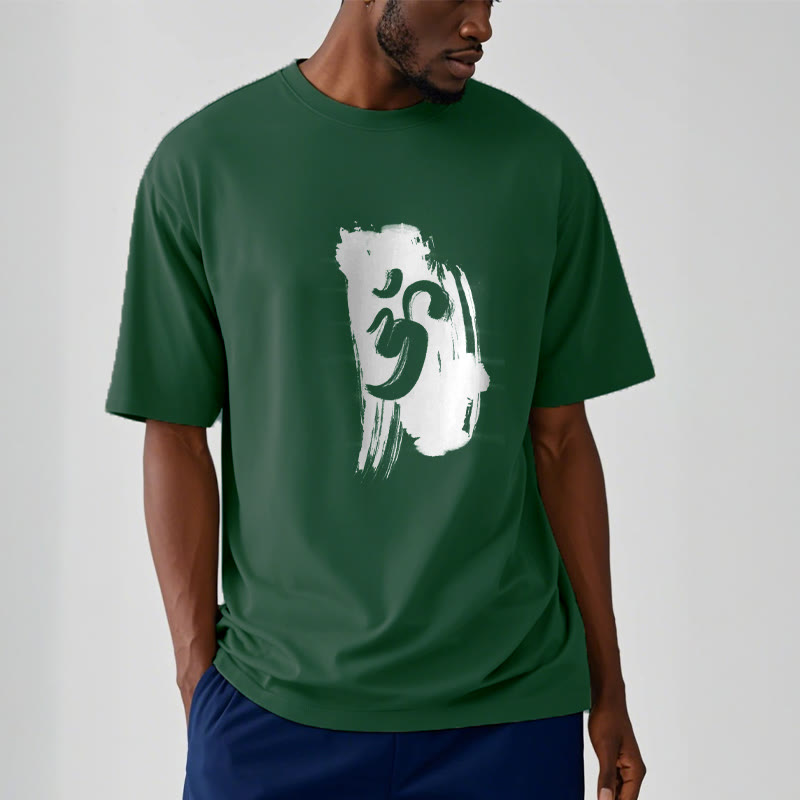 Buddha StonesOM インク背景 コットンTシャツ - image 9