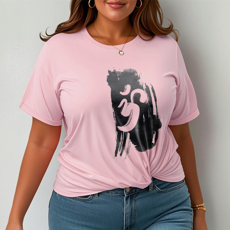 Buddha StonesOM インク背景 コットンTシャツ - image 17