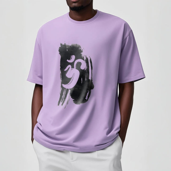 Buddha StonesOM インク背景 コットンTシャツ - image 14
