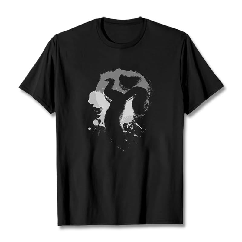 Buddha StonesOM スワン コットンTシャツ - 黒 - 2XL - image 1