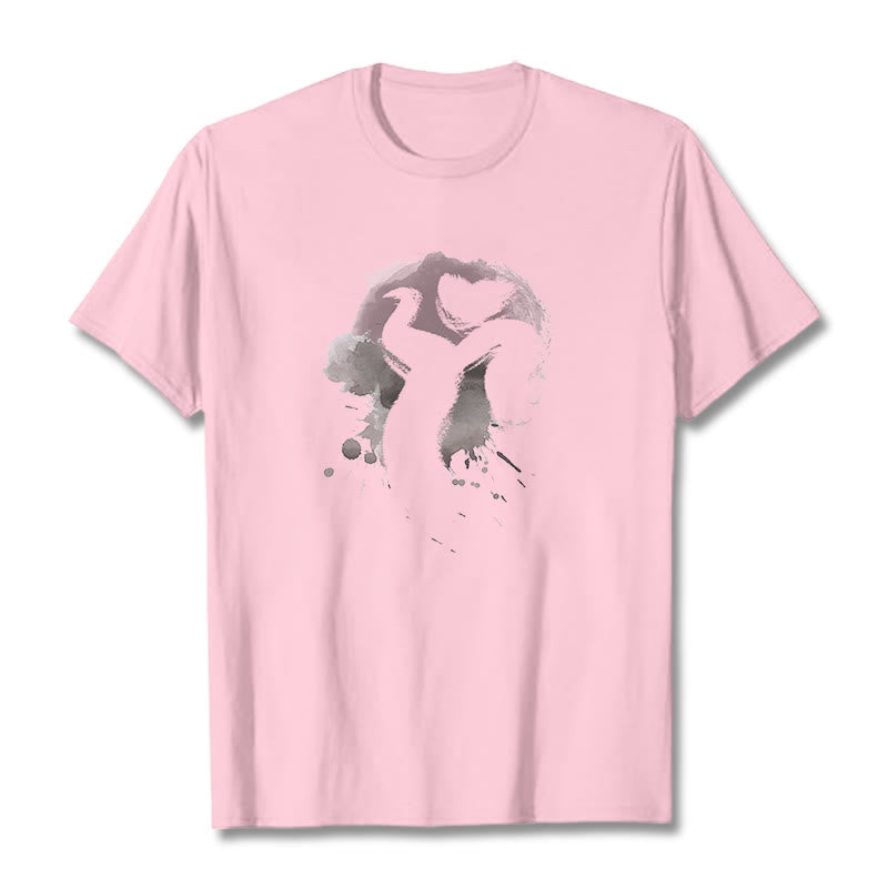 Buddha StonesOM スワン コットンTシャツ - ライトピンク - 2XL - image 16