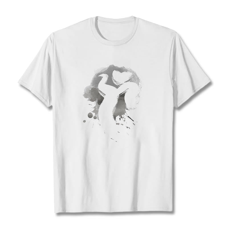 Buddha StonesOM スワン コットンTシャツ - 白 - 2XL - image 6