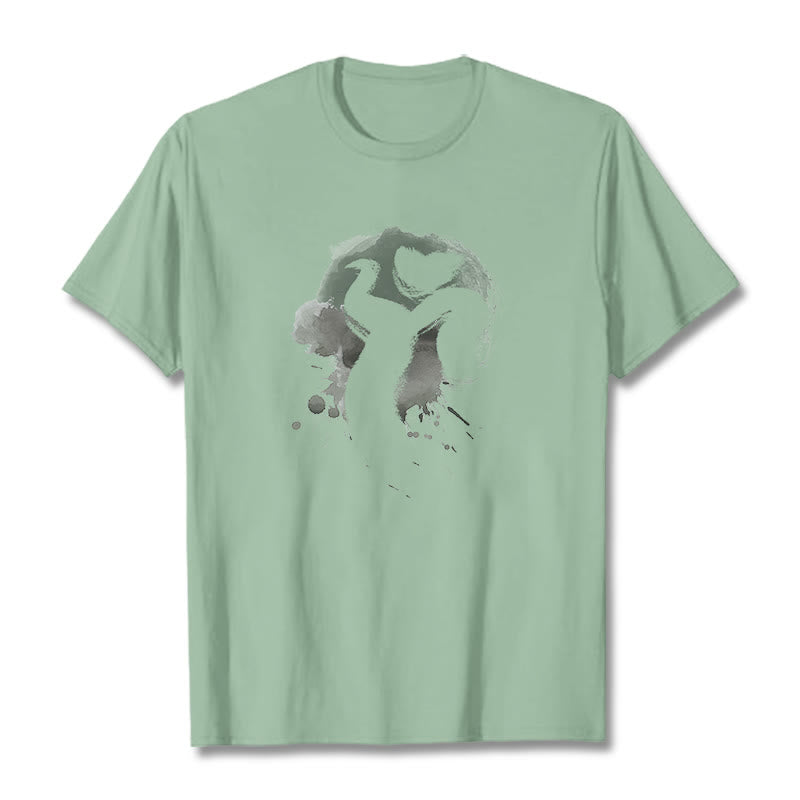 Buddha StonesOM スワン コットンTシャツ - ペールグリーン - 2XL - image 18