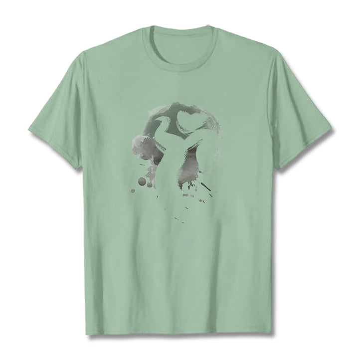 Buddha StonesOM スワン コットンTシャツ - ペールグリーン - 2XL - image 18
