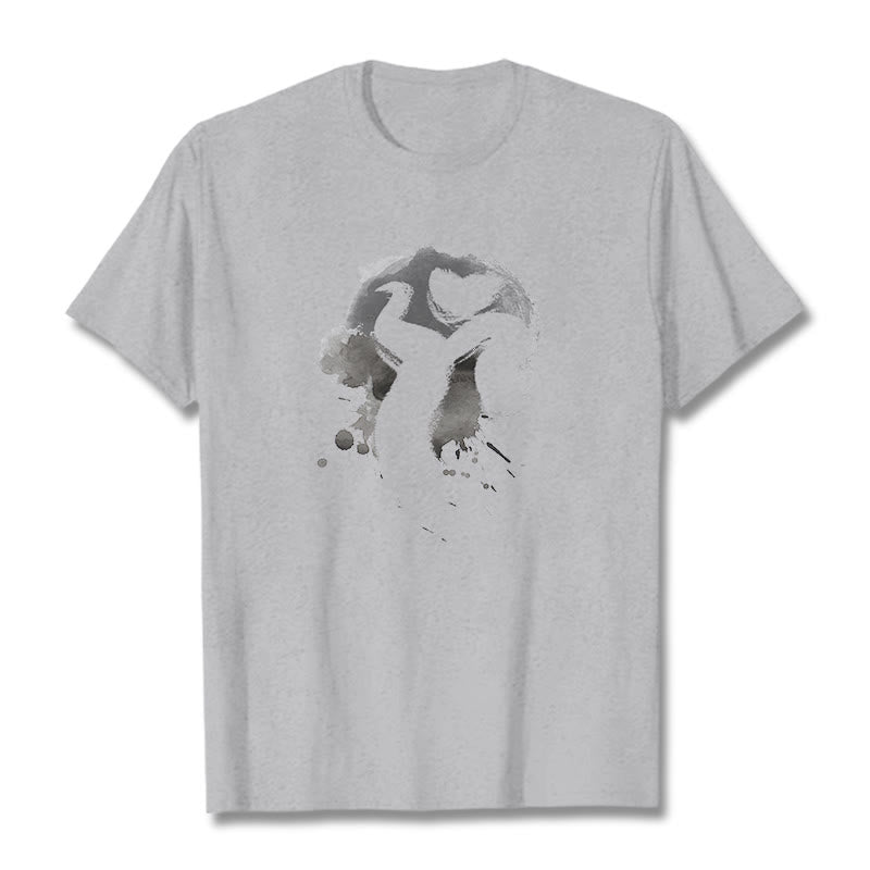Buddha StonesOM スワン コットンTシャツ - ライトグレー - 2XL - image 20