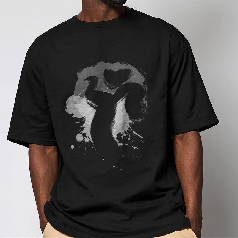 Buddha StonesOM スワン コットンTシャツ - image 3