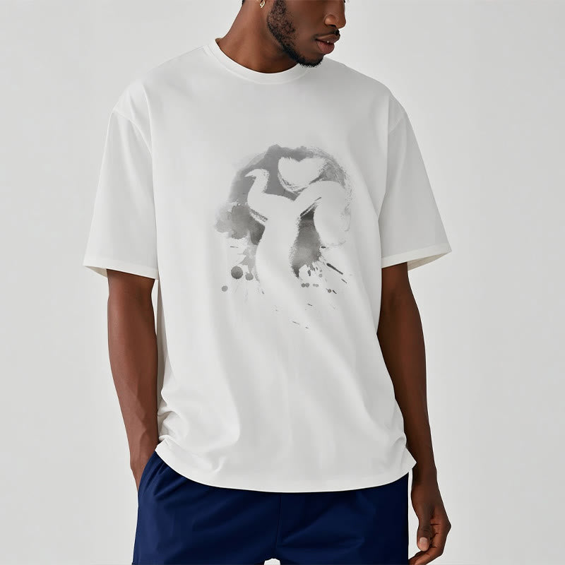 Buddha StonesOM スワン コットンTシャツ - image 8