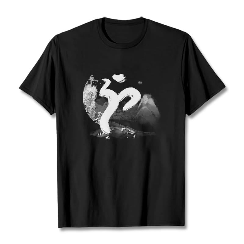 Buddha StonesOM 風景 コットン Tシャツ - 黒 - 2XL - image 1
