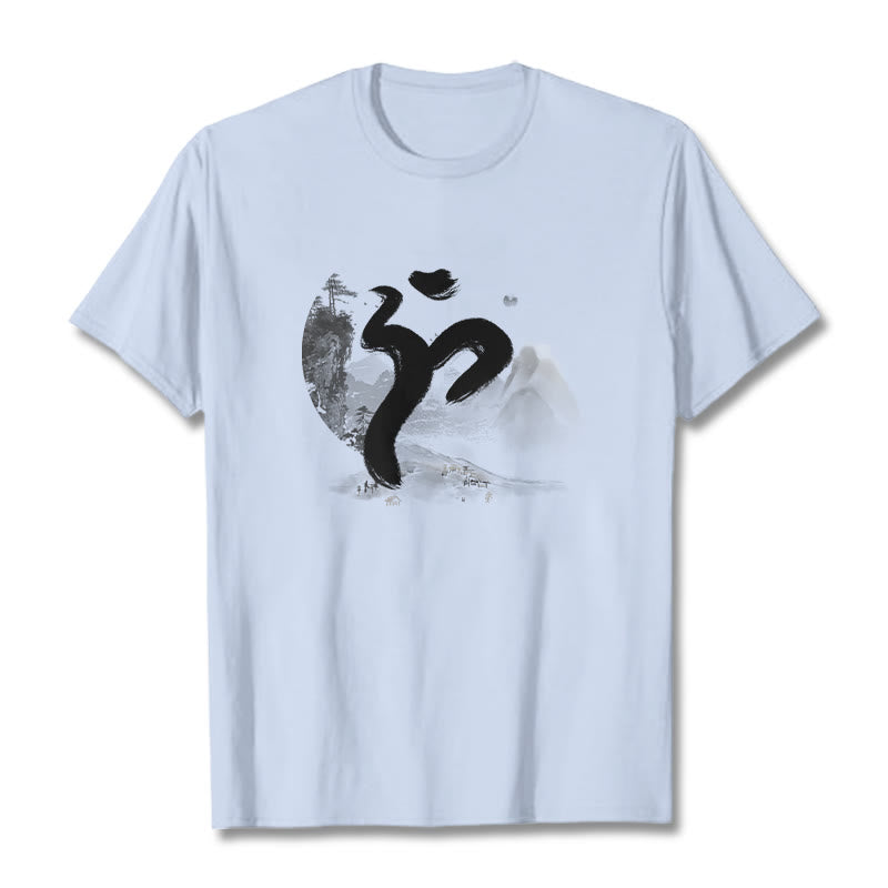 Buddha StonesOM 風景 コットン Tシャツ - ライトシアン - 2XL - image 11