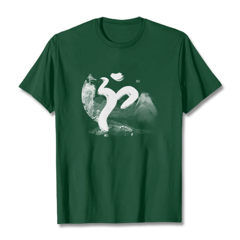 Buddha StonesOM 風景 コットン Tシャツ - フォレストグリーン - 2XL - image 9