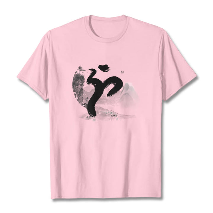 Buddha StonesOM 風景 コットン Tシャツ - ライトピンク - 2XL - image 16