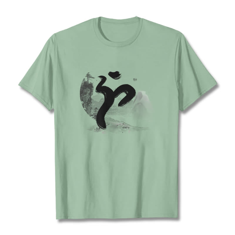 Buddha StonesOM 風景 コットン Tシャツ - ペールグリーン - 2XL - image 18